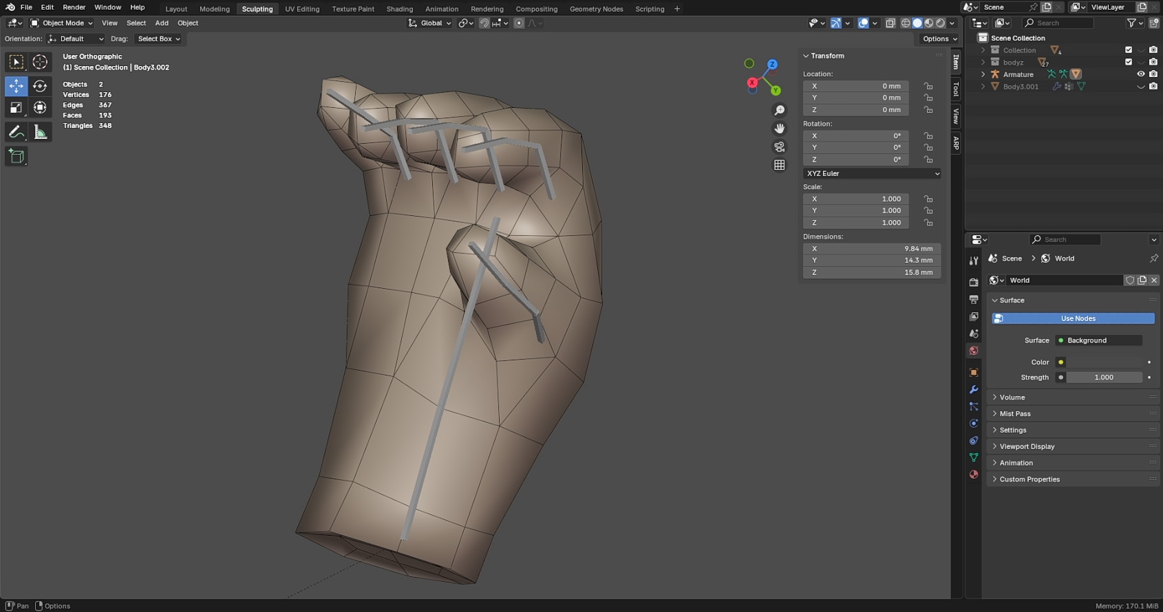 Blenderによるボーンの設定